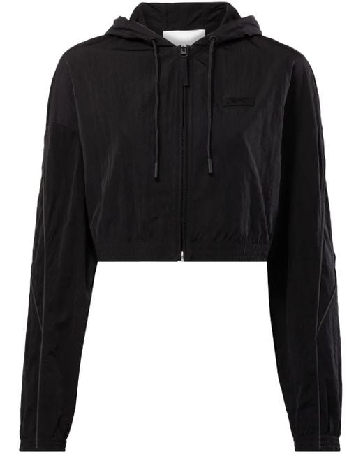 Reebok Black Hooded Cropped Track Jacket