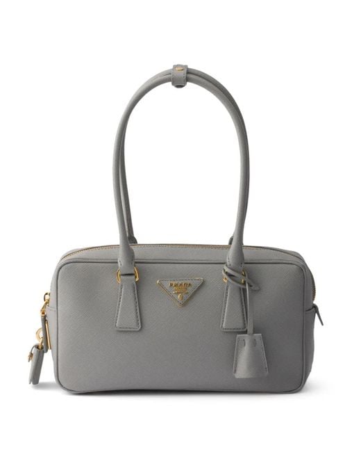 Prada サフィアーノレザー バッグ S グレー | Lyst