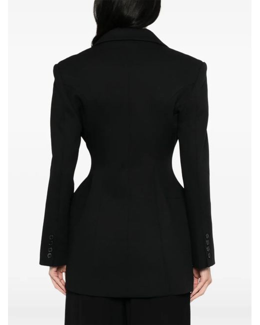 LA PISCINE Black Double-Breasted Sculpted Blazer