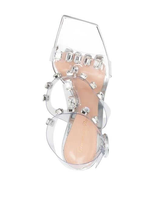 Gianvito Rossi White Crystal Cascade Sandals