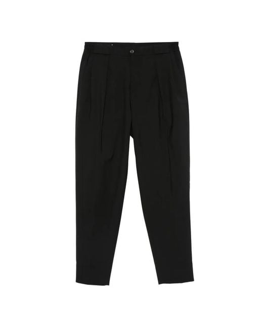 Briglia 1949 Black Pleated Elasticated-Waistband Trousers