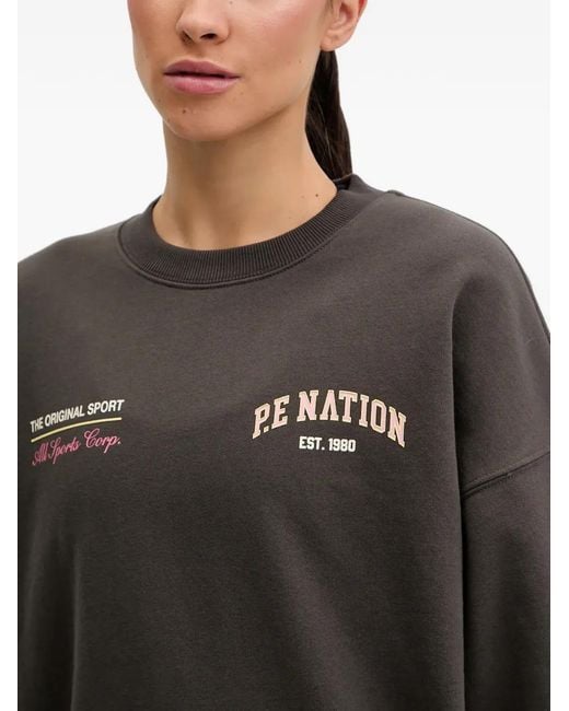 Felpa A Righe Con Logo di P.E Nation in Gray