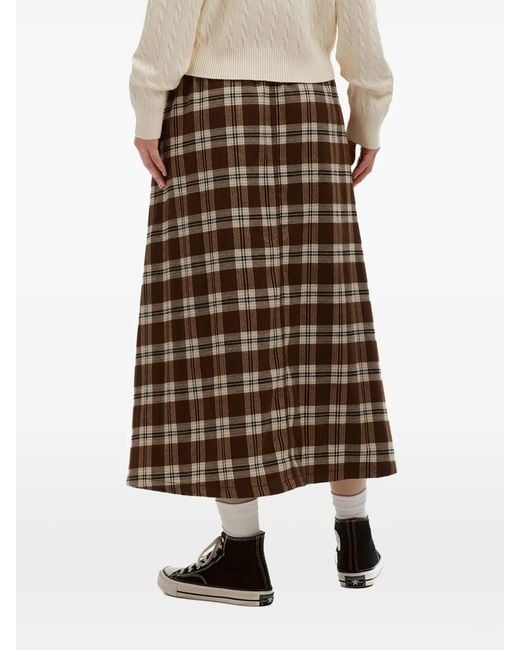Chocoolate Brown Check-Pattern A-Line Skirt