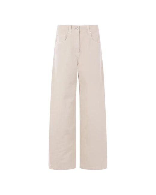 Brunello Cucinelli White Logo-Patch Straight Jeans