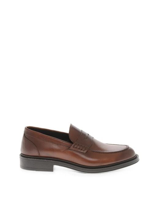 Amedeo Testoni Brown Polished-Leather Loafers for men