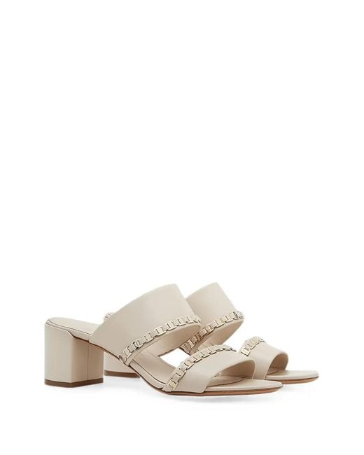 Ferragamo White Leather Sandals