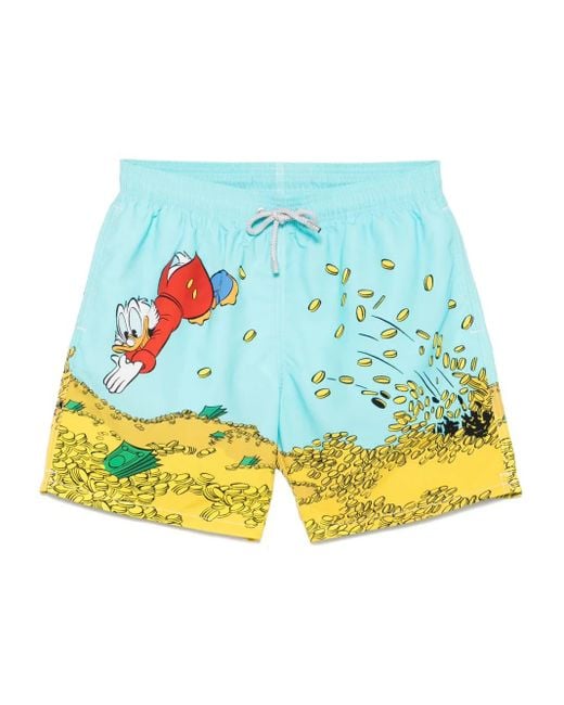 Mc2 Saint Barth Blue Scrooge Mcduck-Print Swim Shorts for men