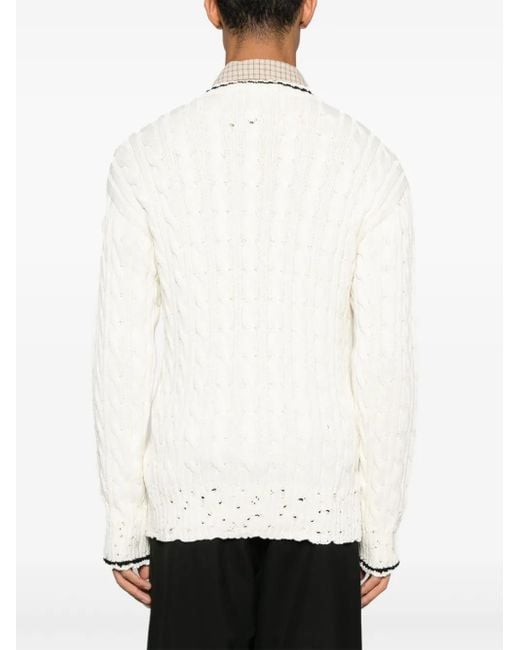 Marni White Cable-Knit Sweater for men