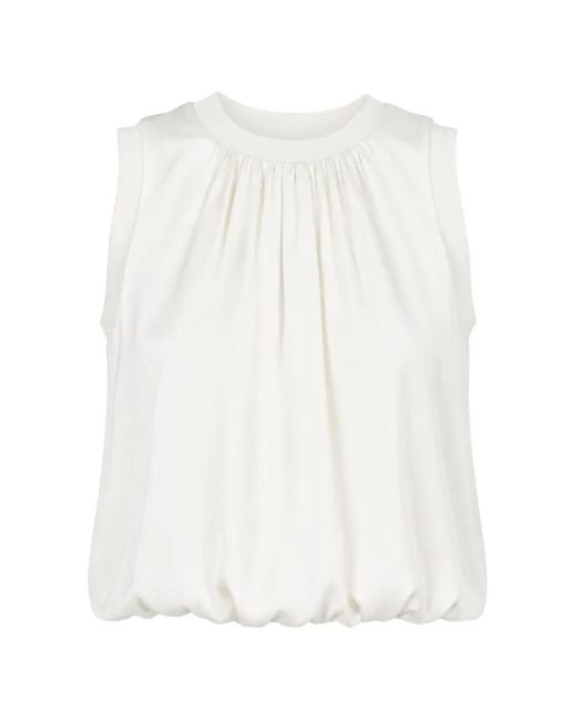 Cinq À Sept White Peia Pleated Sleeveless Blouse