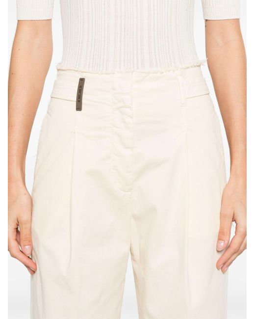 Peserico White Frayed-brim Cropped Trousers