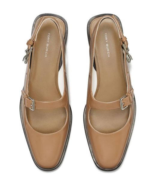 Tory Burch Brown Multi-Buckle Ballerina Shoes
