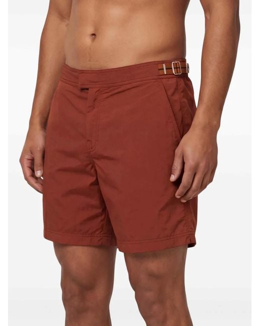 Zegna Red Buckle-Fastening Swim Shorts for men