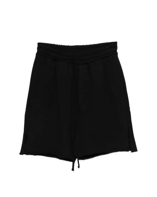 Thom Krom Black Drawstring Frayed Shorts for men