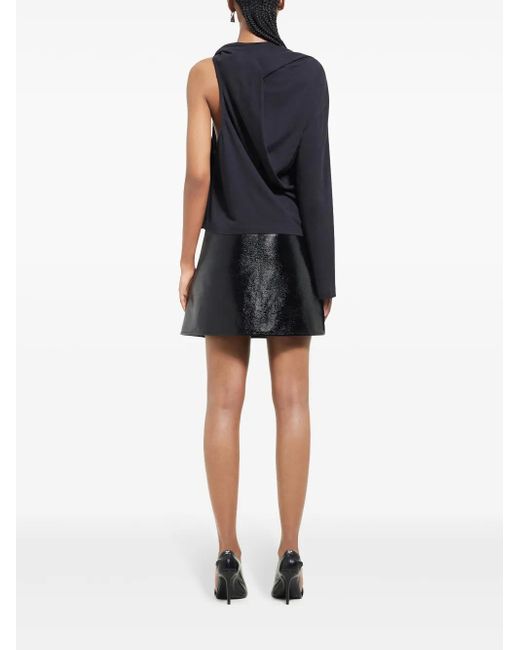 Courreges Black Oblique Vinyl Mini Skirt