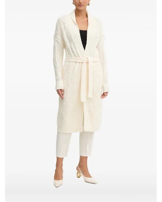 Guess Natural Cable-Knit Belted Cardigan
