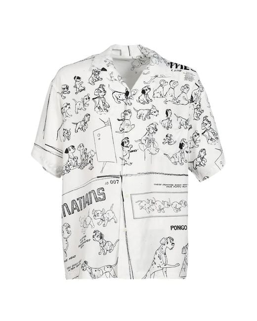 PORTER CLASSIC White Disney 101 Dalmatians Aloha Shirt for men