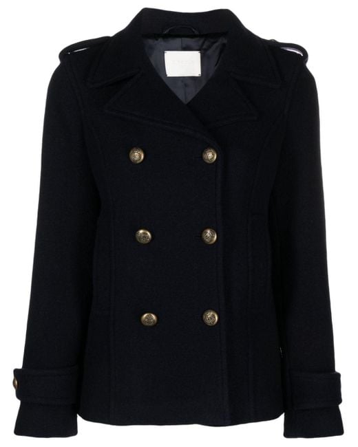 Circolo 1901 Logo-embossed Button Double-breasted Coat in Black | Lyst