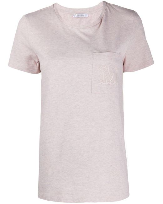 Max Mara T-shirt Met Opgestikte Zak in het Pink