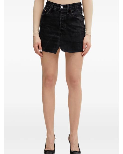 Vetements Black Asymmetric-Hem Denim Mini Skirt