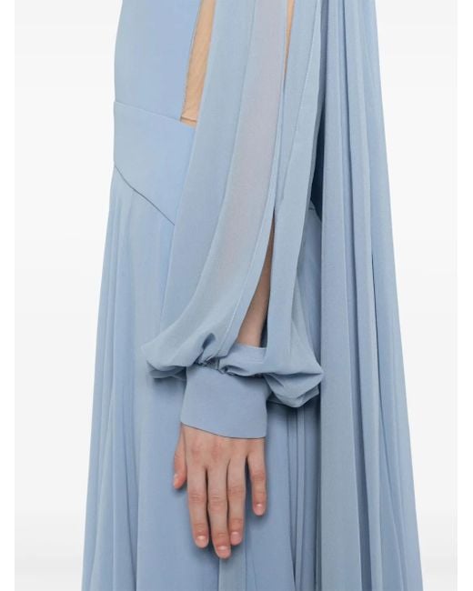 Saiid Kobeisy Blue Crepe Georgette Long Dress