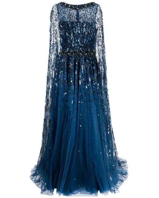 Jenny Packham Blue Abendkleid mit Kristallen