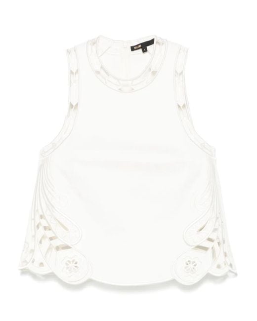 Maje Embroidered Tank Top White