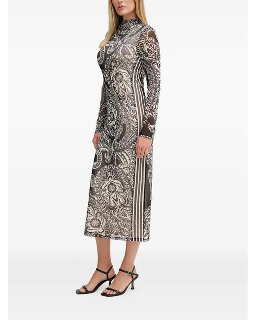 MARC AUREL Black Patterned Midi Dress