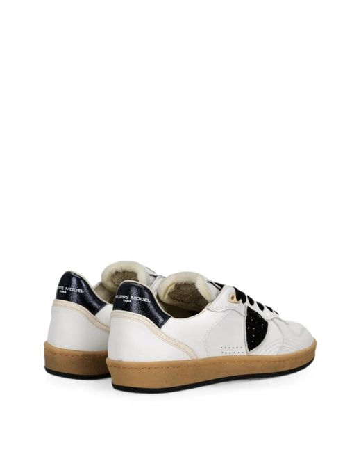 Philippe Model White Glitter-Patchwork Leather Sneakers