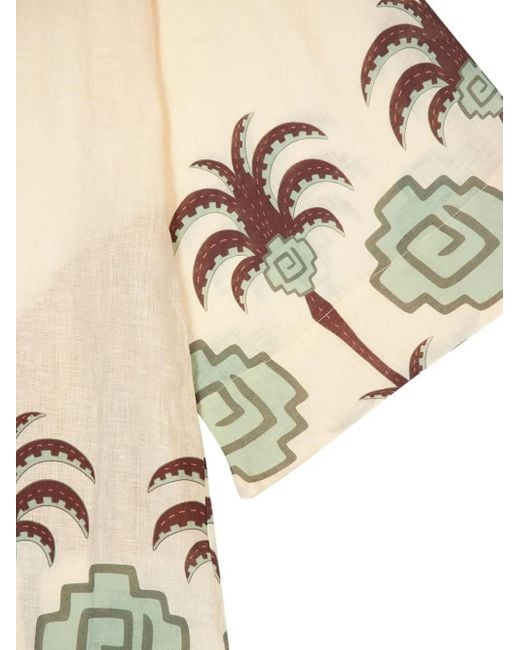 Albornoz Boa Whisper con palmera estampada Johanna Ortiz de color White