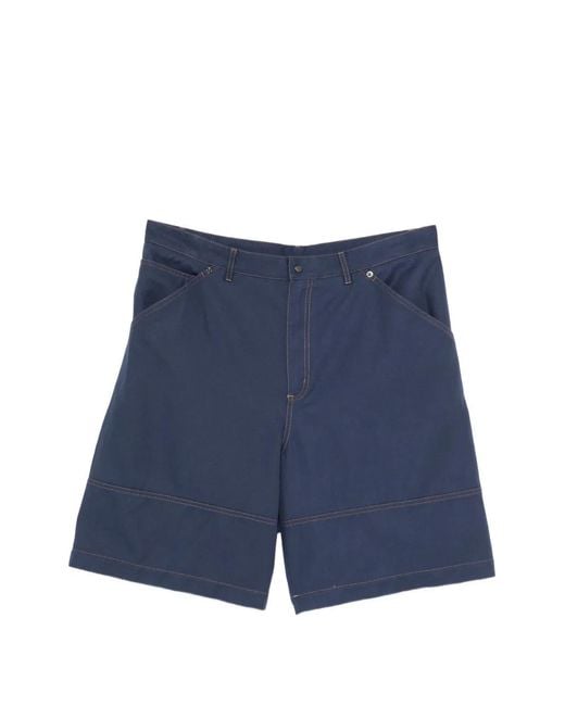 Moncler Blue Contrast-Stitching Cargo Shorts for men