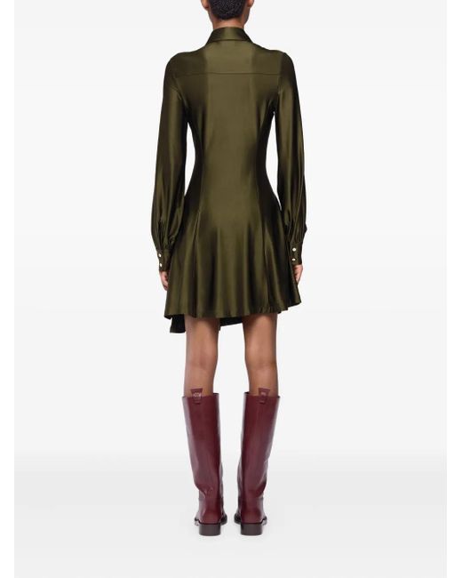 Rabanne Green Button-Embellished Draped Dress