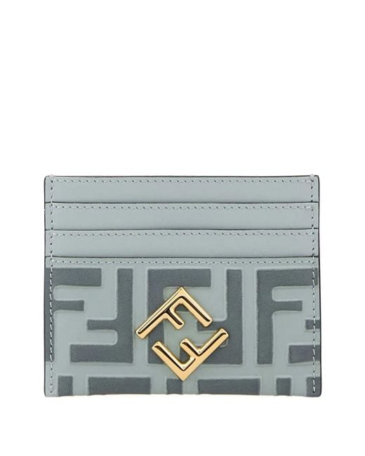Fendi Leather Cardholder Gray