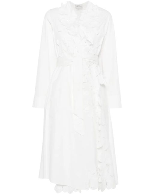 Abito Midi Con Ricamo di Forte Forte in White