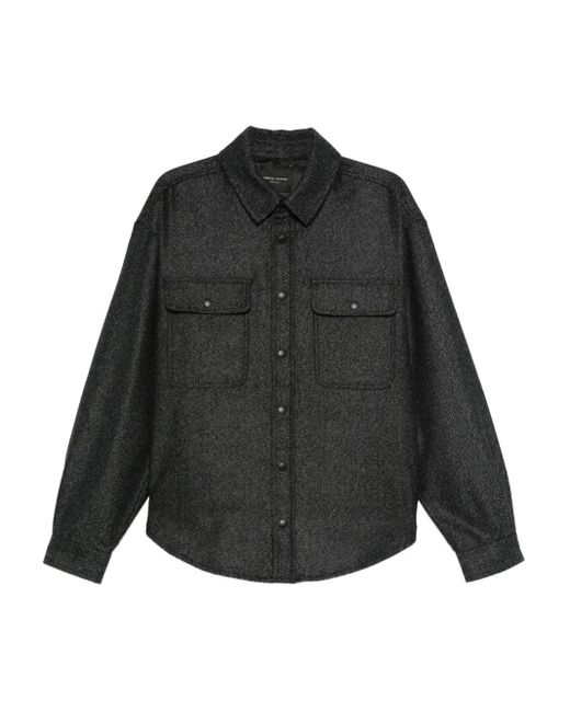 メンズ Roberto Collina ヘリンボーン シャツ Black