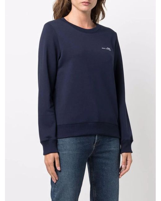 A.P.C. Blue Logo-Print Cotton Sweatshirt