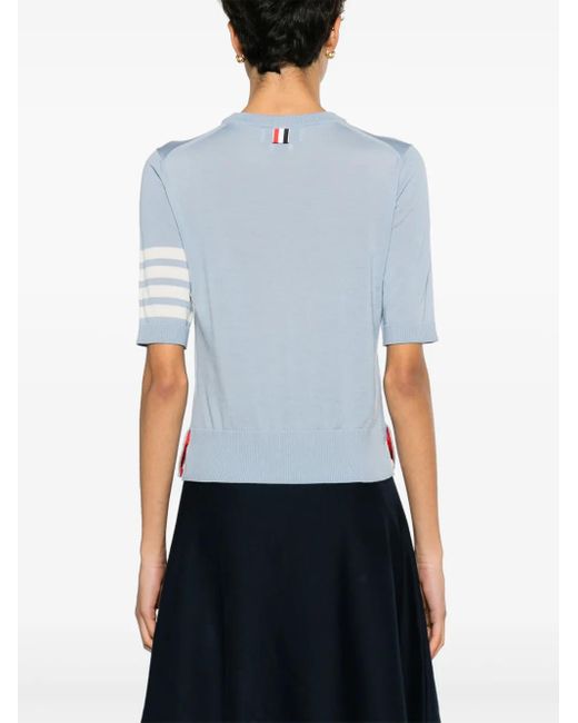 Thom Browne Blue Merino Wool Jersey Stitch 4-Bar T-Shirt
