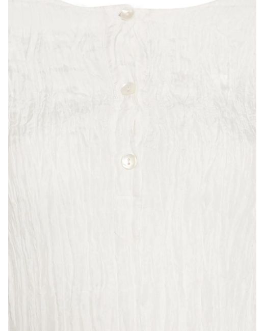 P.A.R.O.S.H. White Button Textured Blouse