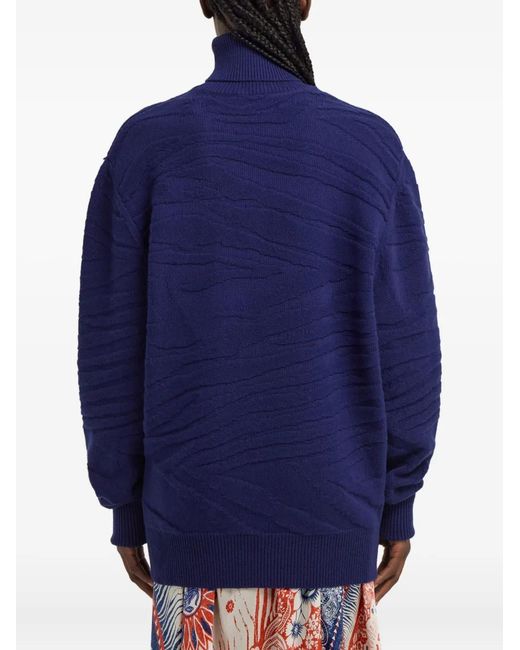 Roberto Cavalli Blue Turtleneck Wool Sweater