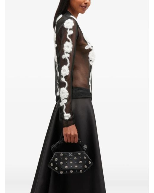 Ganni Black Mini Bou Tote Bag mit Nieten
