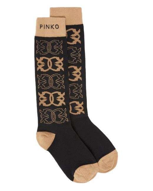 Pinko Black Kniestrümpfe mit Logo-Muster
