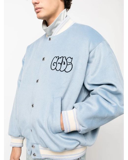 Gcds Blue Graffit-Logo Varsity Bomber Jacket