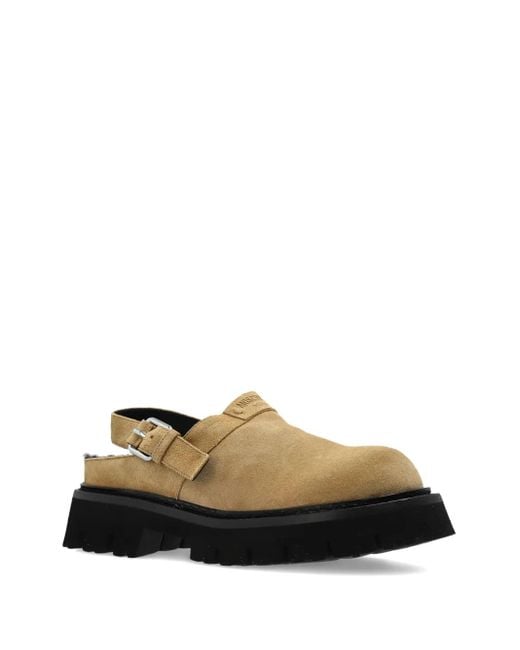 Moschino Natural Buckle Strap Mules