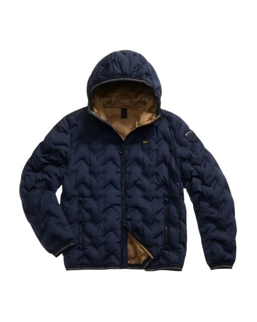 Blauer Blue Chevron-Quilted Hooded Jacket for men