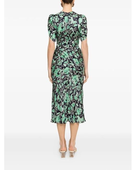 Nissa Green Floral-Print Midi Dress