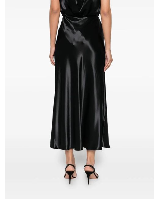 Alberta Ferretti Black Satin Skirt