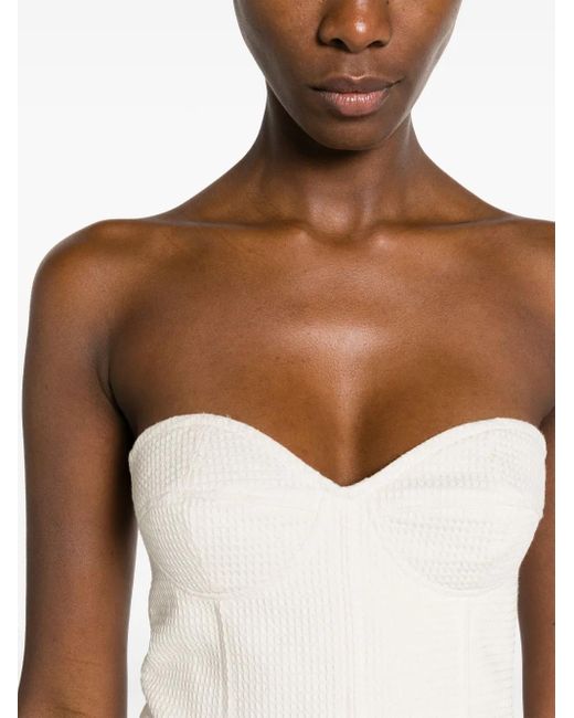 Forte_forte White Sweetheart-Neck Cotton Crop Top