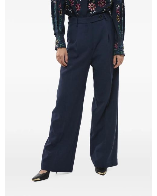Department 5 Blue Pleated-Front Palazzo Pants