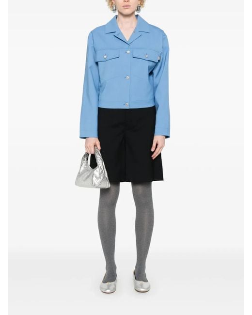 Moschino Blue Logo-Tag Jacket