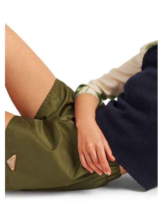 Prada Green Re-nylon Triangle-logo Shorts