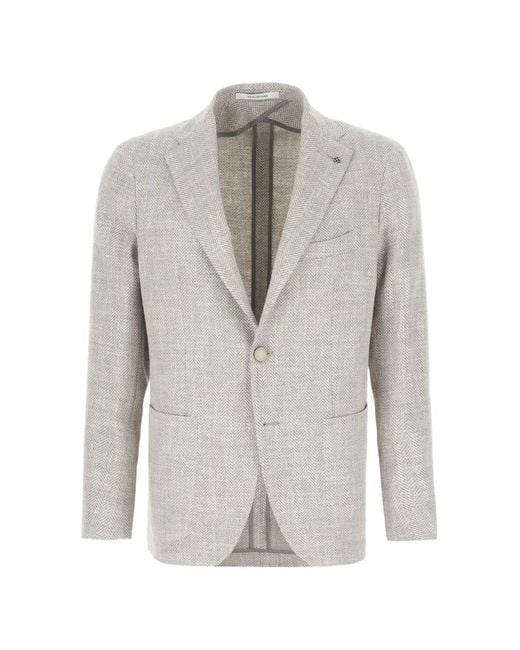Chaqueta Con Botones Y Motivo De Espiga Tagliatore de hombre de color Gray